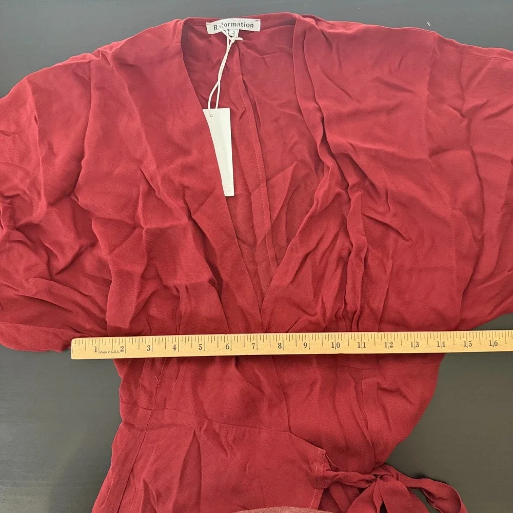 Reformation Winslow Wrap Dress Women's Small Burgundy Viscose Tie Waist‎ NWT - Picture 13 of 13